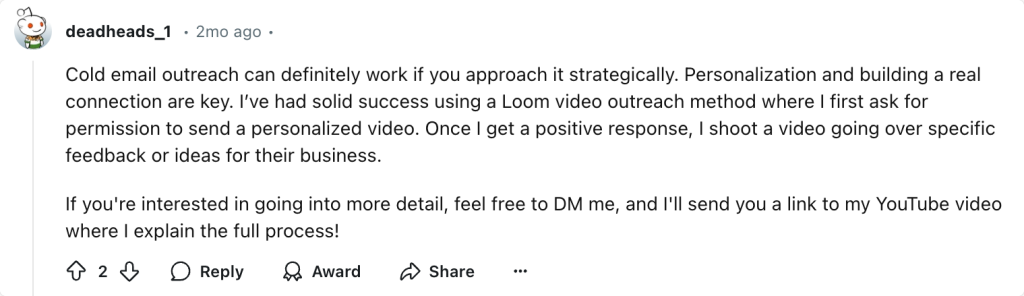 Reddit LinkedIn messages