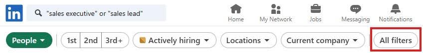 LinkedIn filters